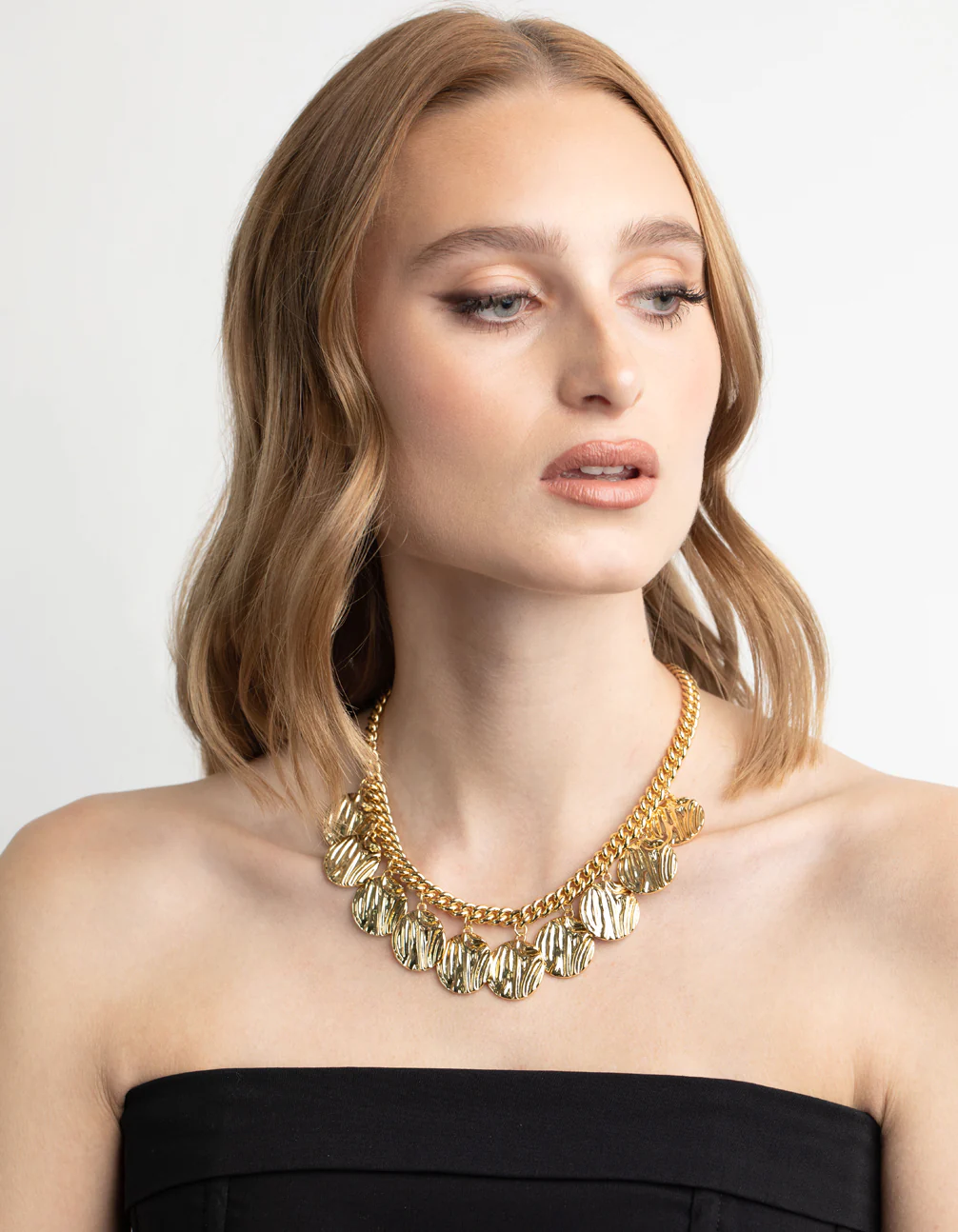 Gold Plated Textured Necklace - Image 5