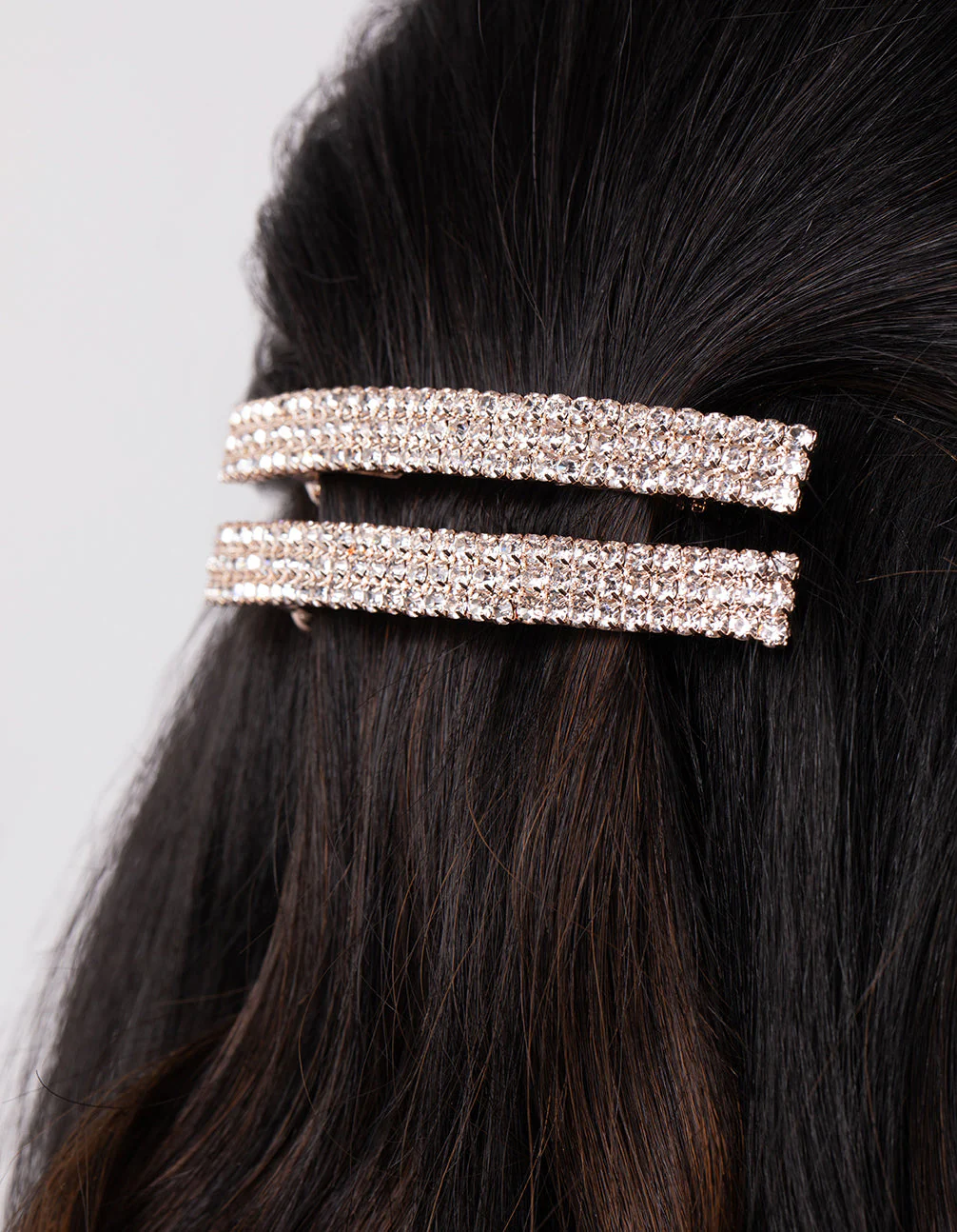Rose Gold Double Diamante Barrette - Image 2