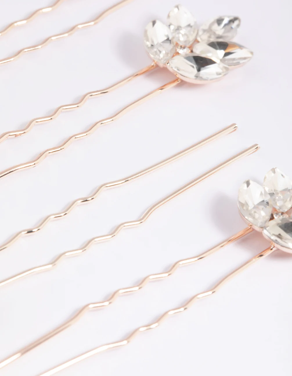 Rose Gold Diamante Navette Hair Pin Pack - Image 4