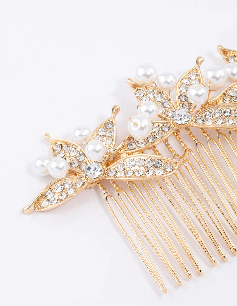 Gold Diamante & Pearl Trio Hair Comb - Image 2