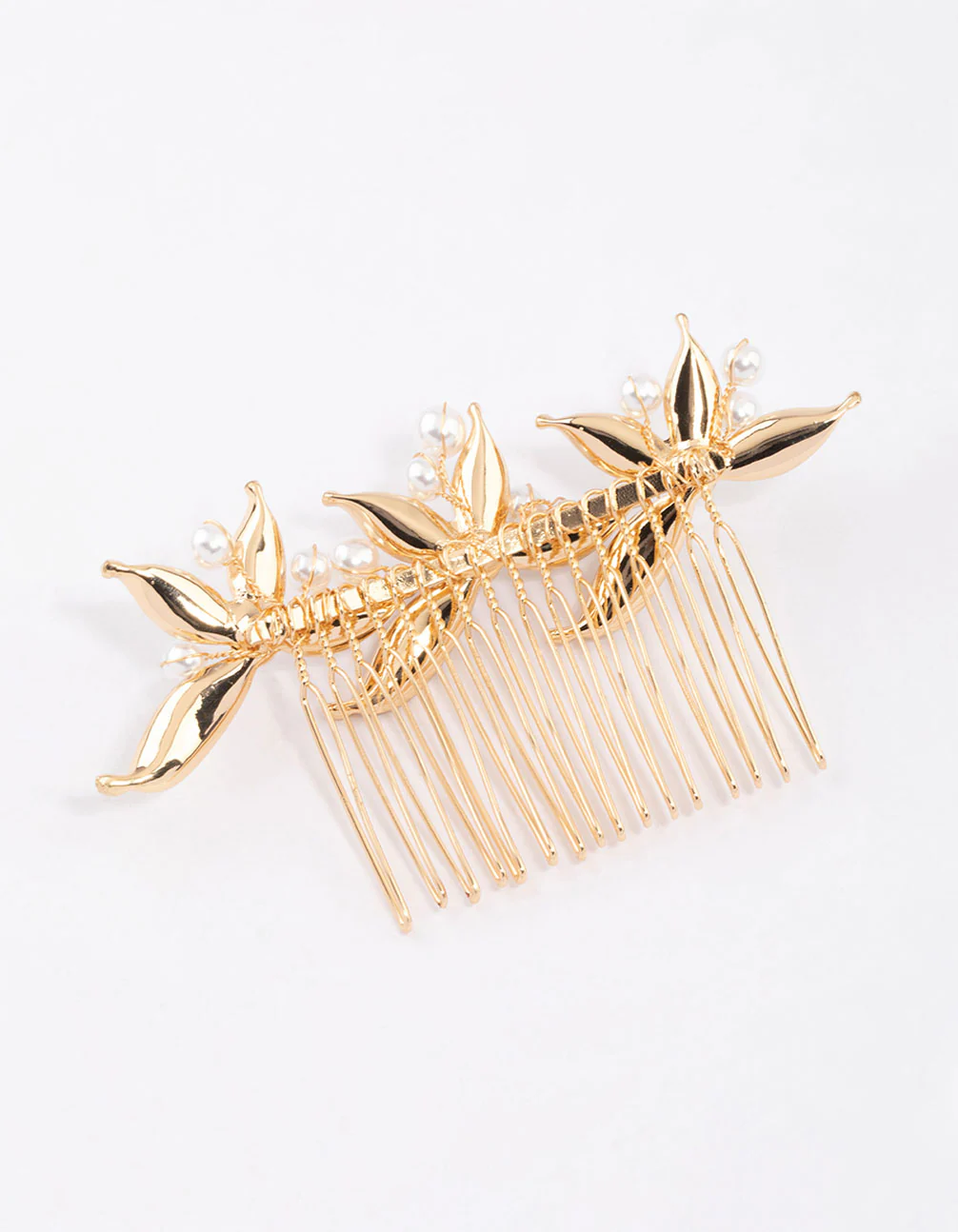 Gold Diamante & Pearl Trio Hair Comb - Image 3