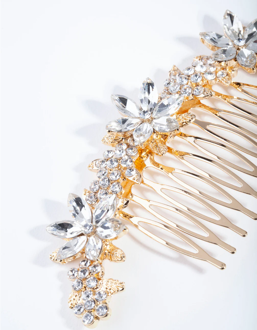 Gold Classic Diamante Flower Comb - Image 3