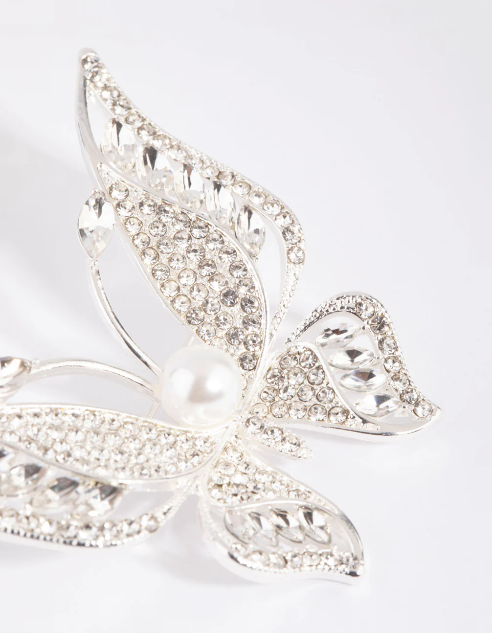 Silver Butterfly & Pearl Brooch - Image 3