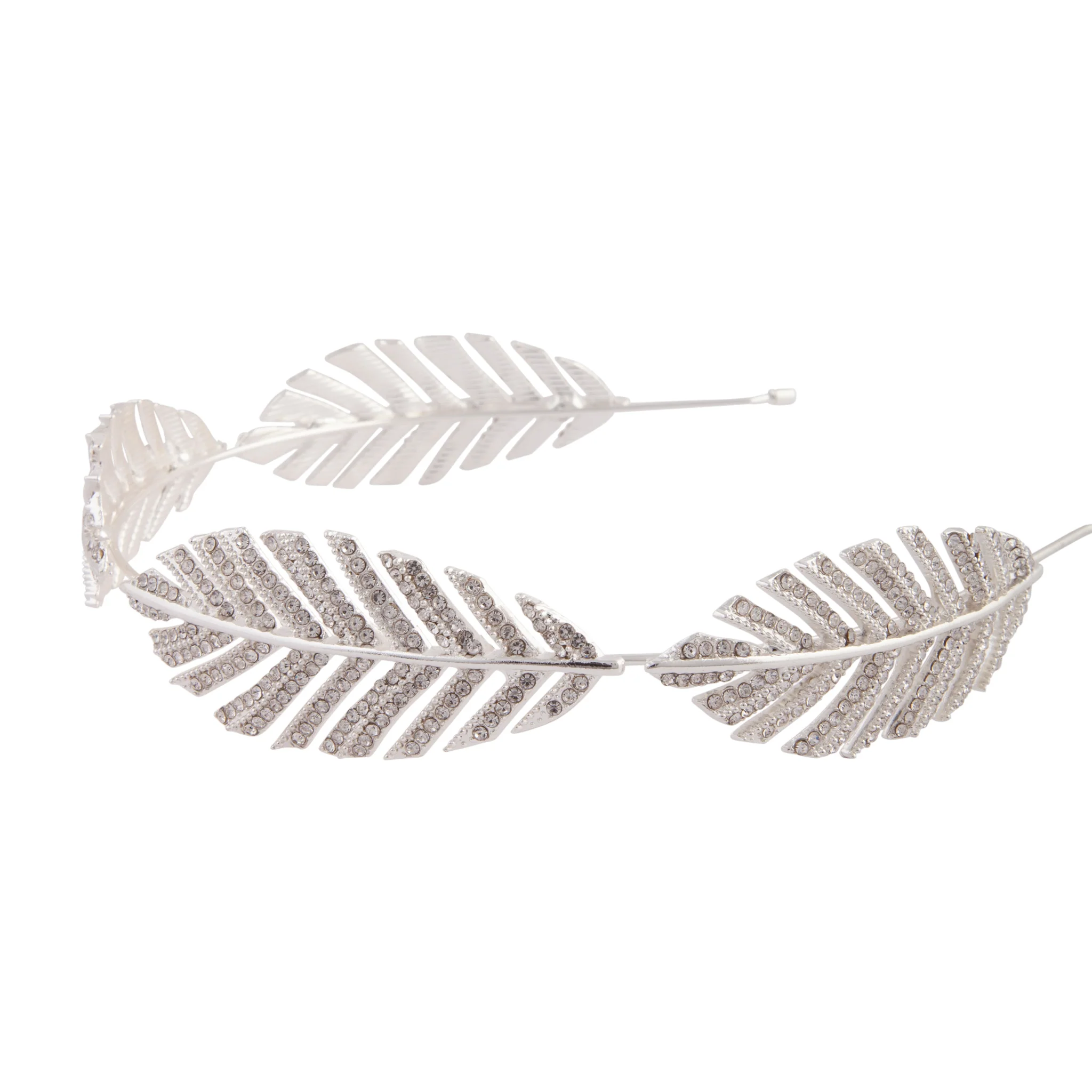 Silver Crystal Leaf Headband - Image 2