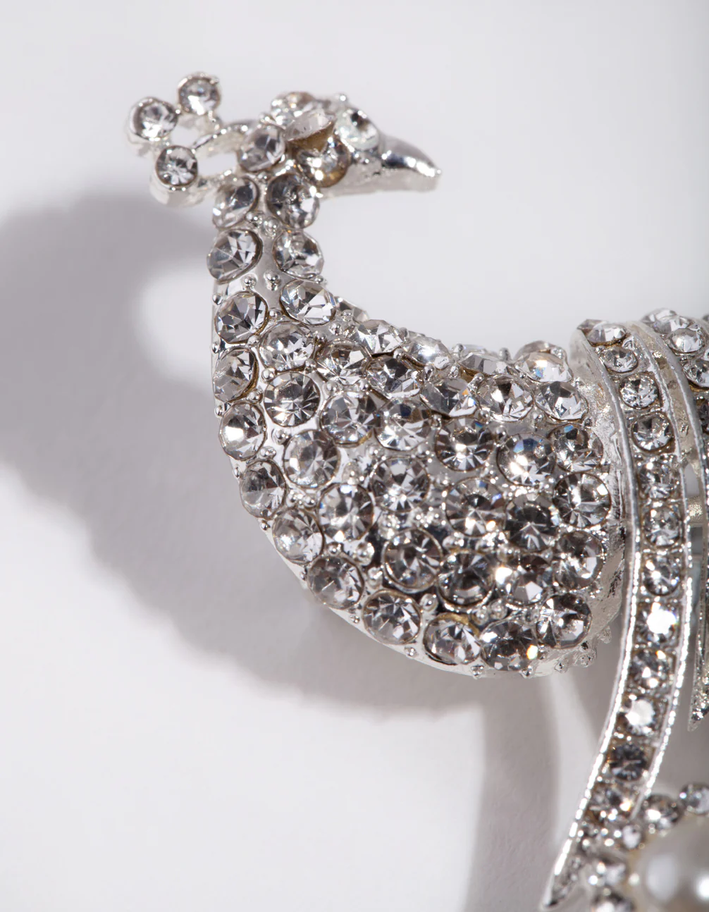 Silver Diamante Peacock Broach - Image 3