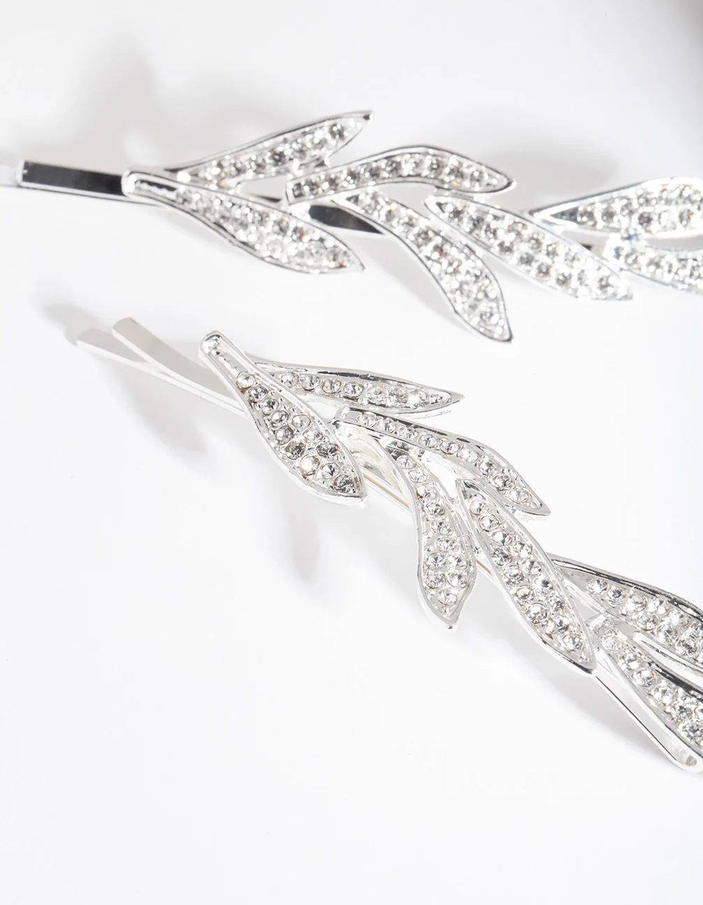 Silver Double Leaf Diamante Clip Pack - Image 4