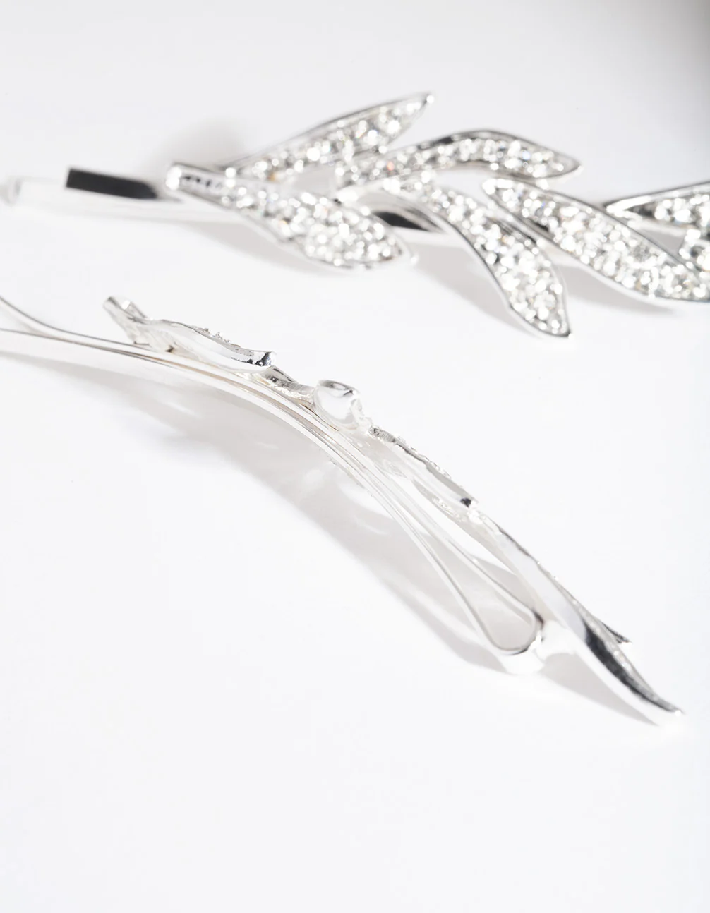 Silver Double Leaf Diamante Clip Pack - Image 5