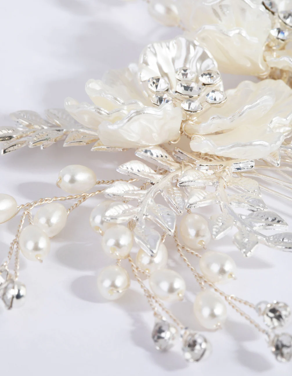 Silver Pearlised Flower Comb - Image 2