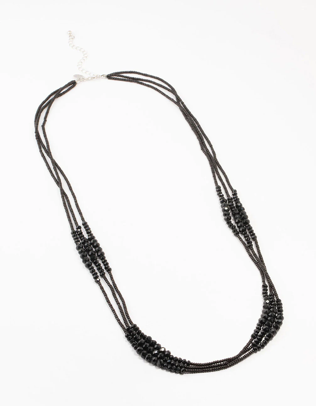 Black Beaded Faceted Layered Necklace - Image 2