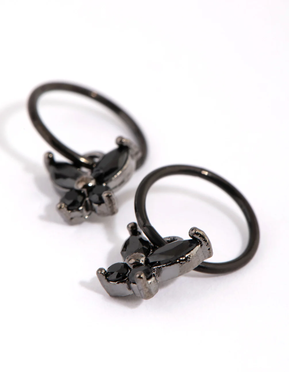 Matte Black Butterfly Sleeper Earrings - Image 3