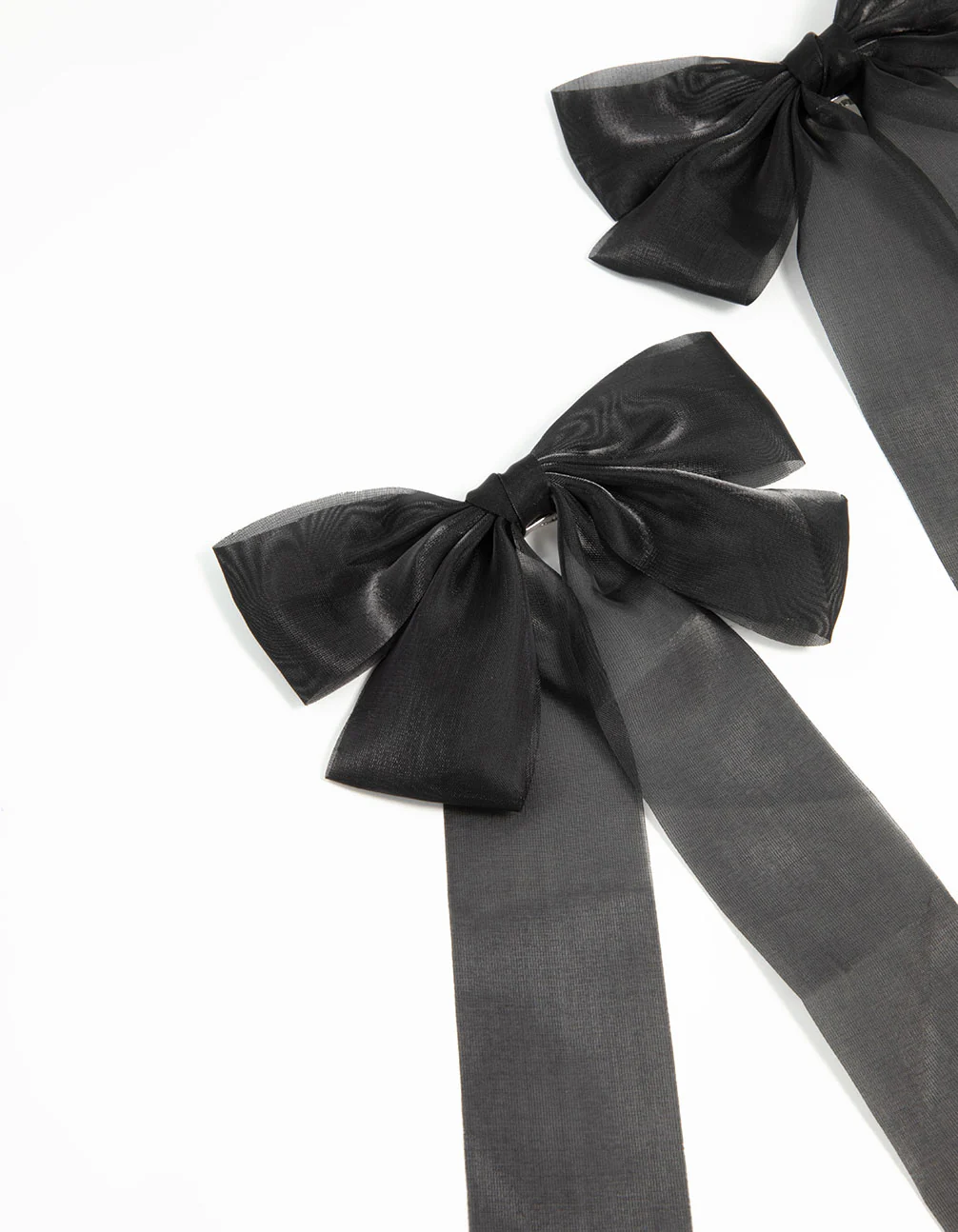 Black Organza Fabric Large Bows 2-Pack - Image 2