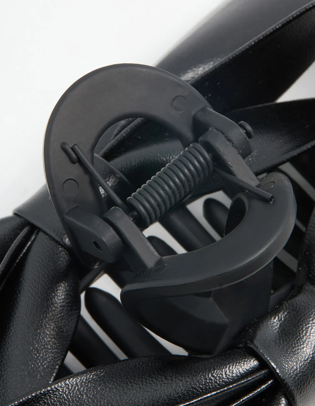 Black PU Leather Bow Claw Clip - Image 3