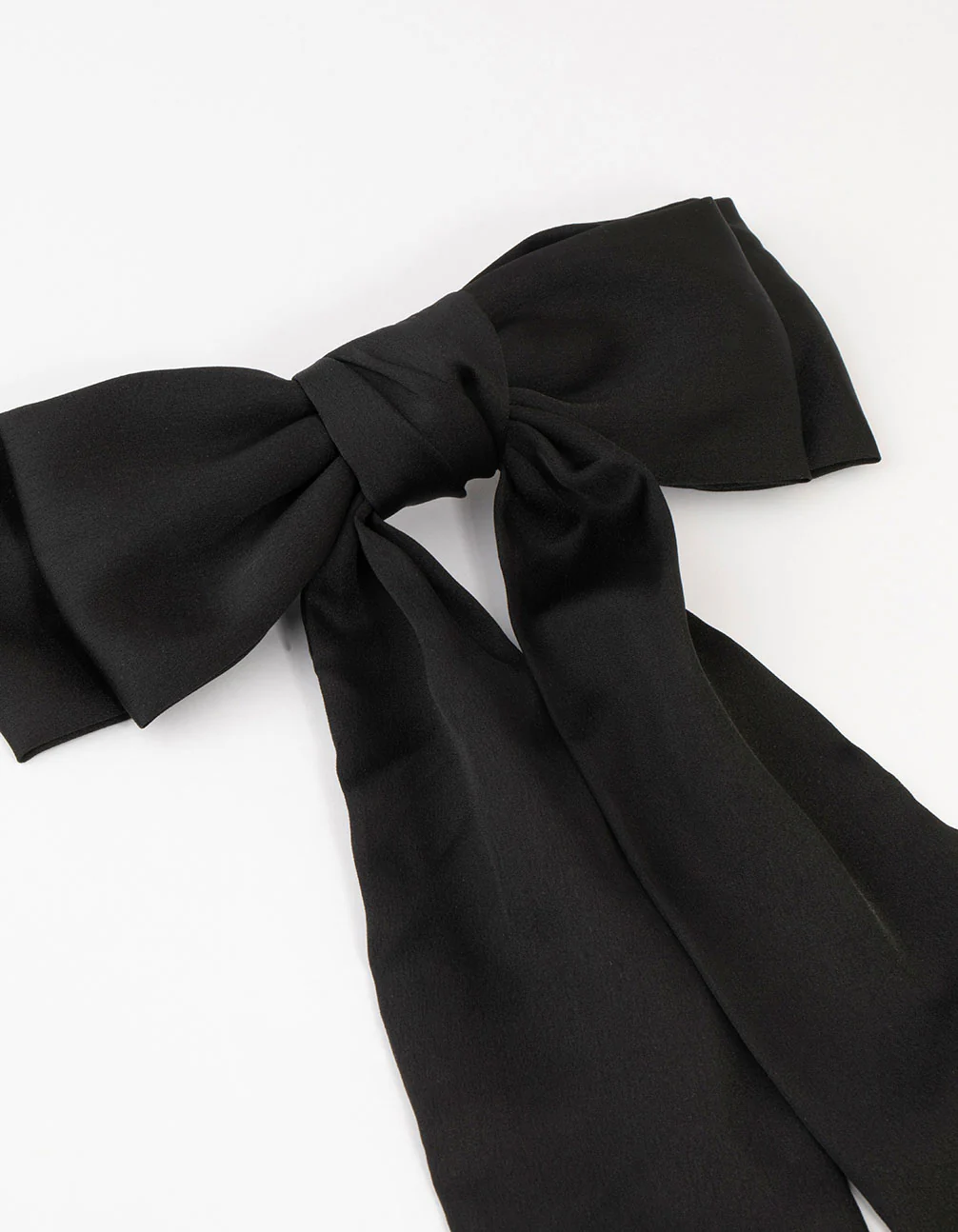 Black Relaxed Fabric Extra Long Bow Clip - Image 2