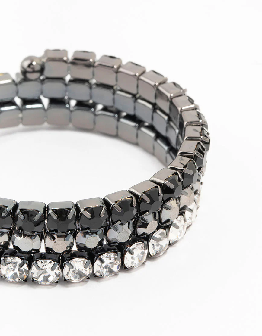 Black Silver Diamante Wrist Cuff - Image 2