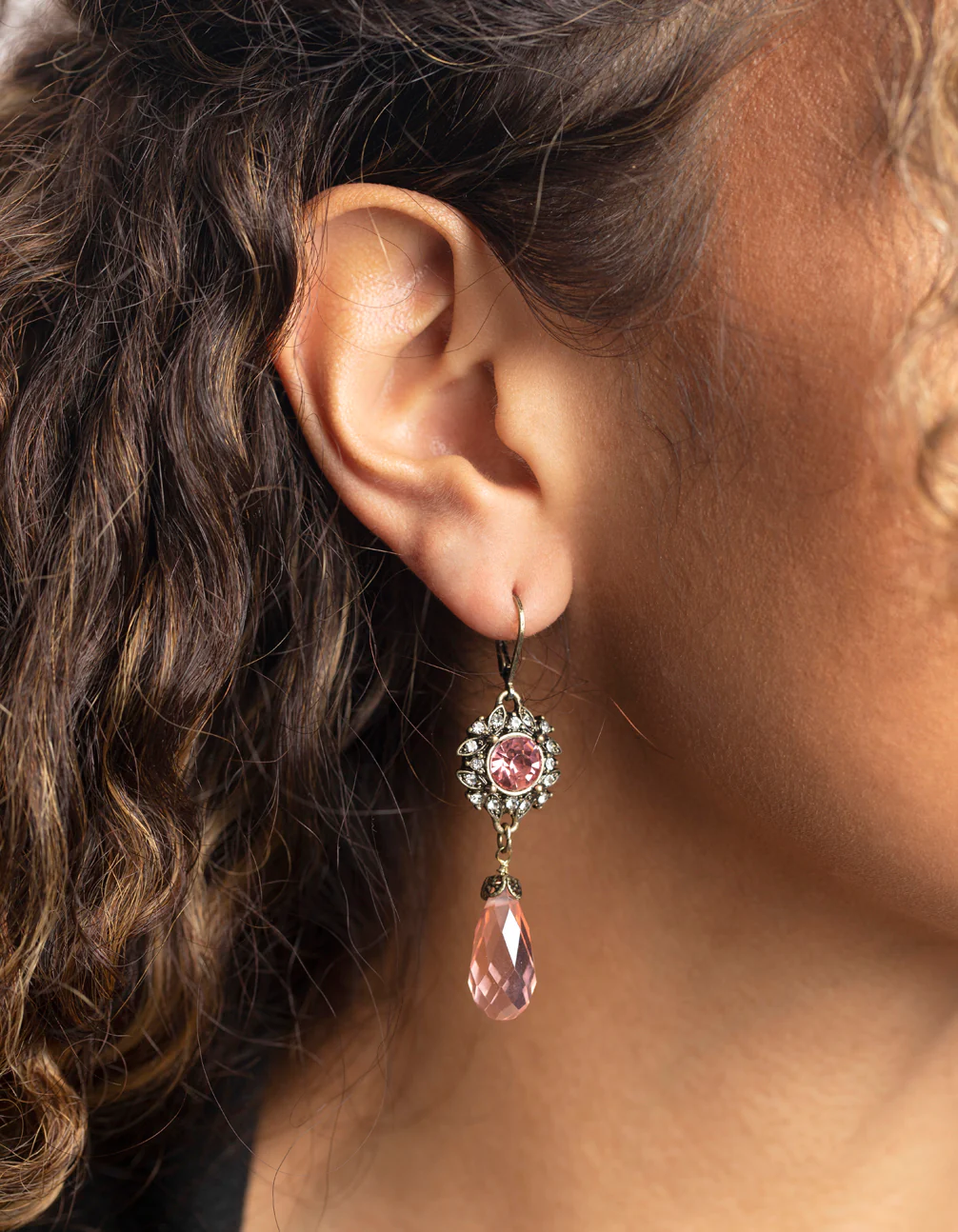 Antique Gold Vintage Pear Drop Earrings - Image 2