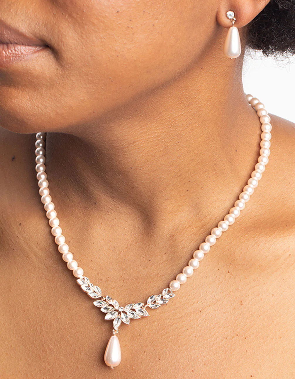 Pink Diamante Necklace & Earrings Set - Image 2