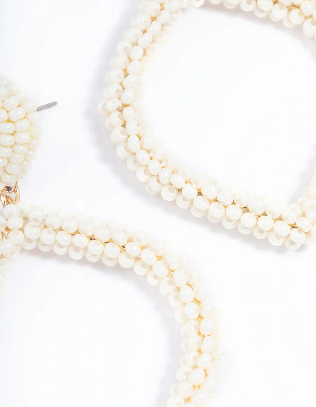 Gold Bead Diamond Drop Earrings - Image 4