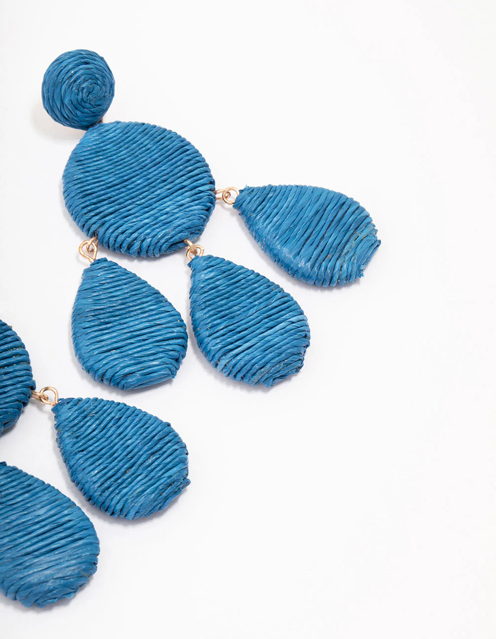 Blue Fabric Teardrop Drop Earrings - Image 3