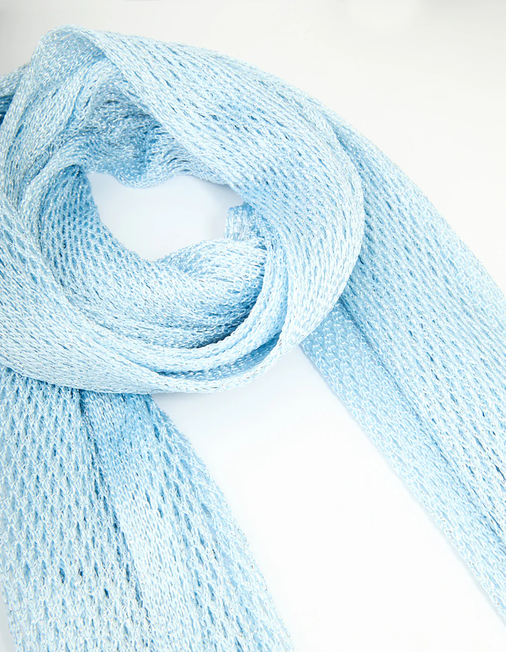 Blue Glitter Fabric Draped Scarf - Image 2