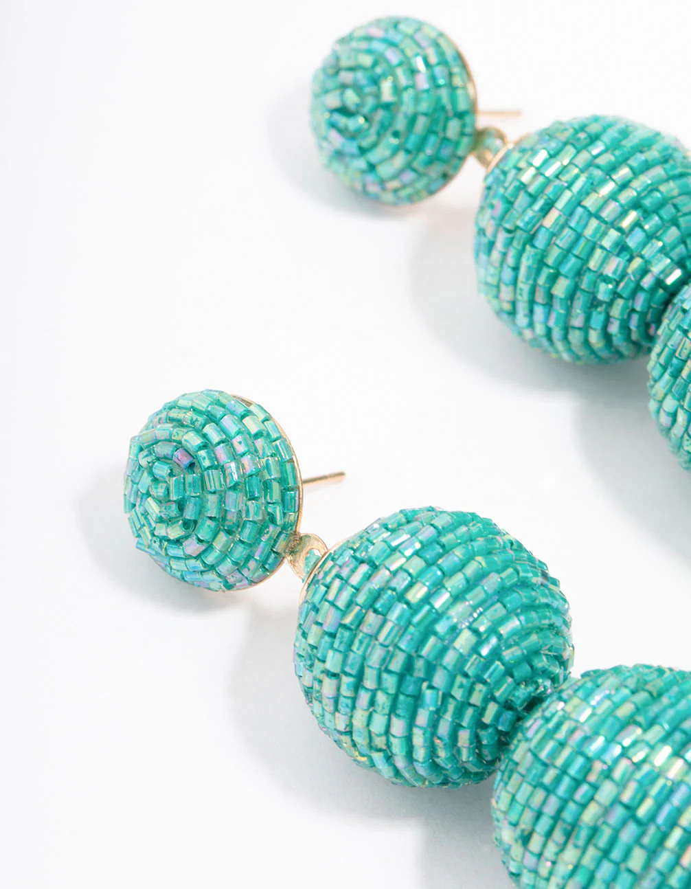 Blue Triple Ball Drop Earrings - Image 2