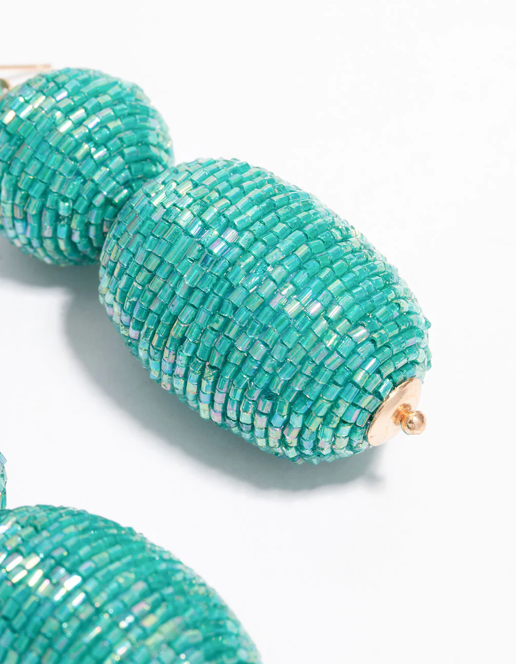 Blue Triple Ball Drop Earrings - Image 3