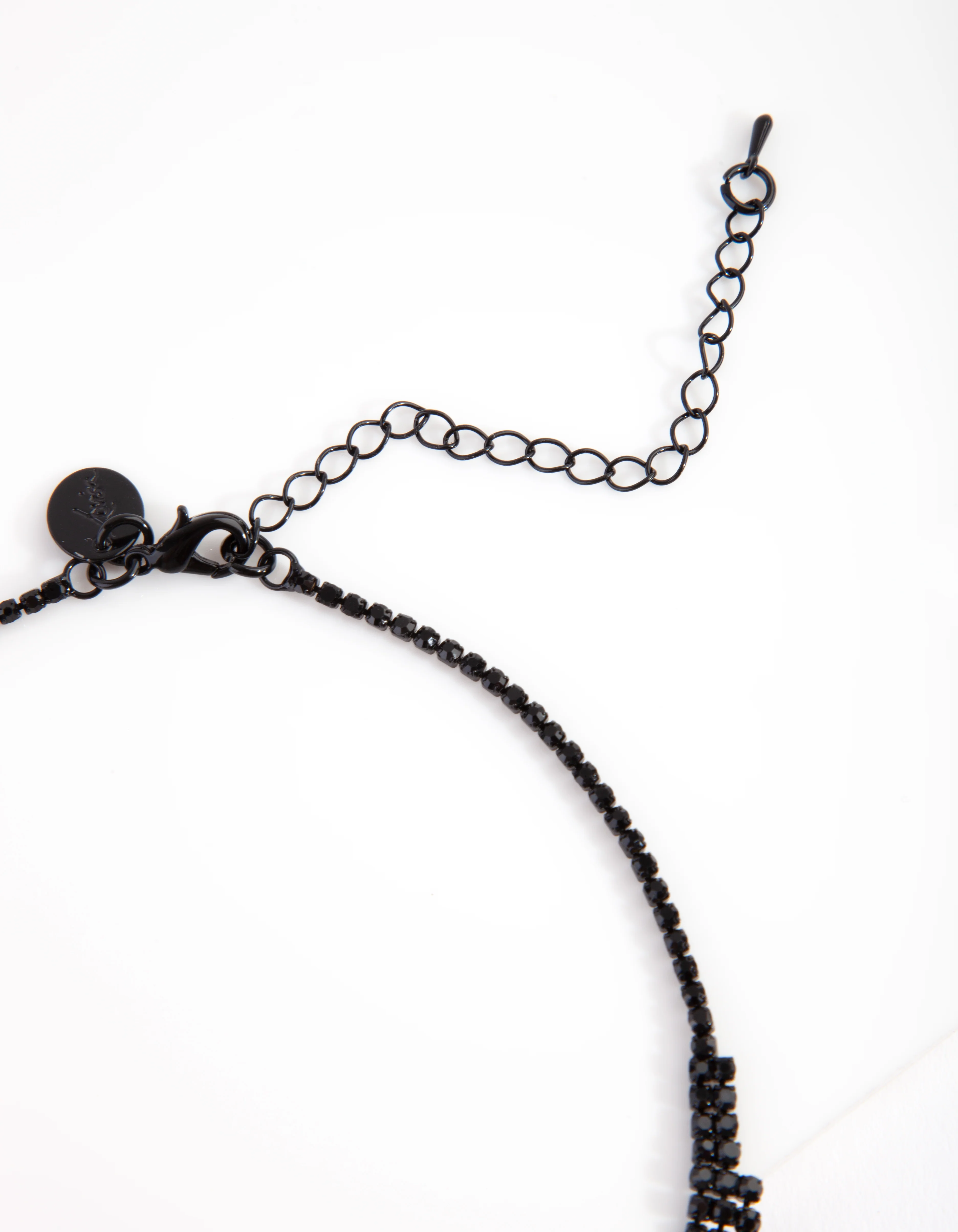 Black Diamante Leaf Necklace & Earrings Set - Image 3