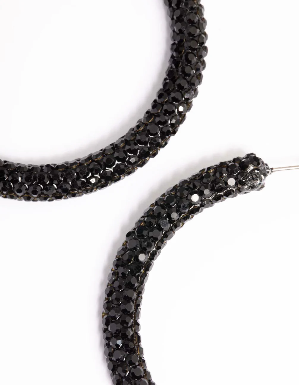 Jet Black Coated 40mm Crystal Hoop Earrings - Image 3