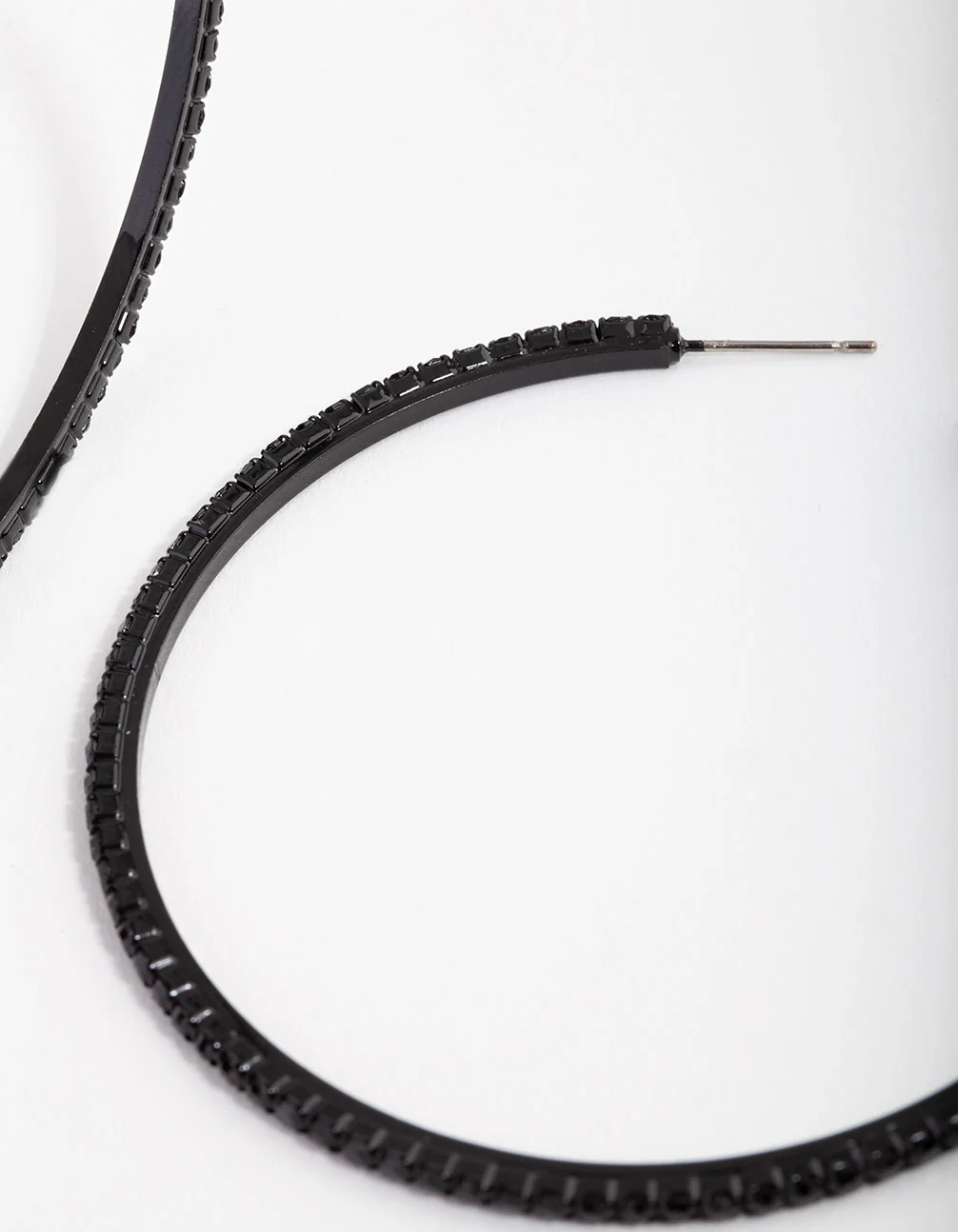 Matte Black Large Cup Chain Diamante Earrings - Image 3
