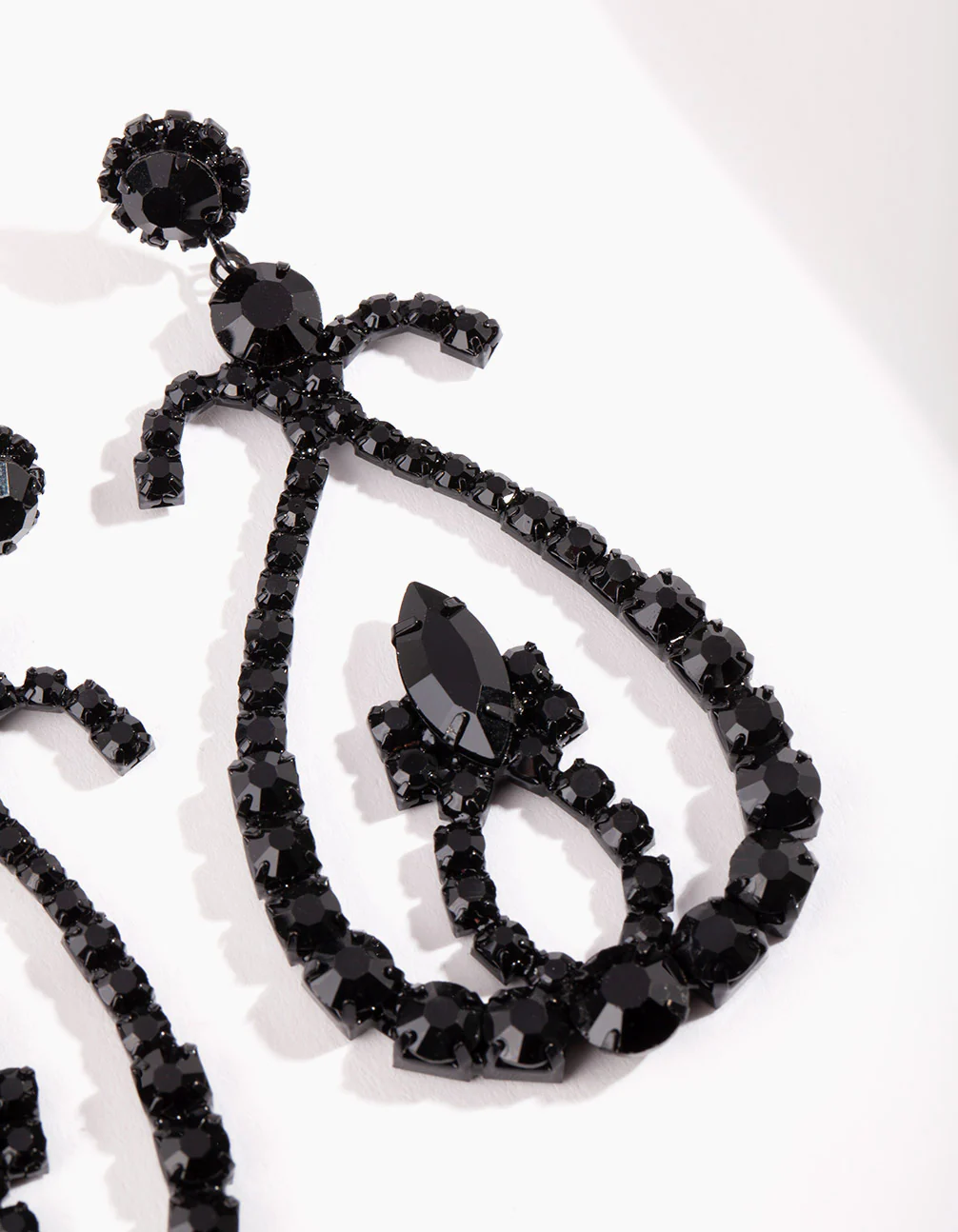 Black Multi Stone Teardrop Earrings - Image 6
