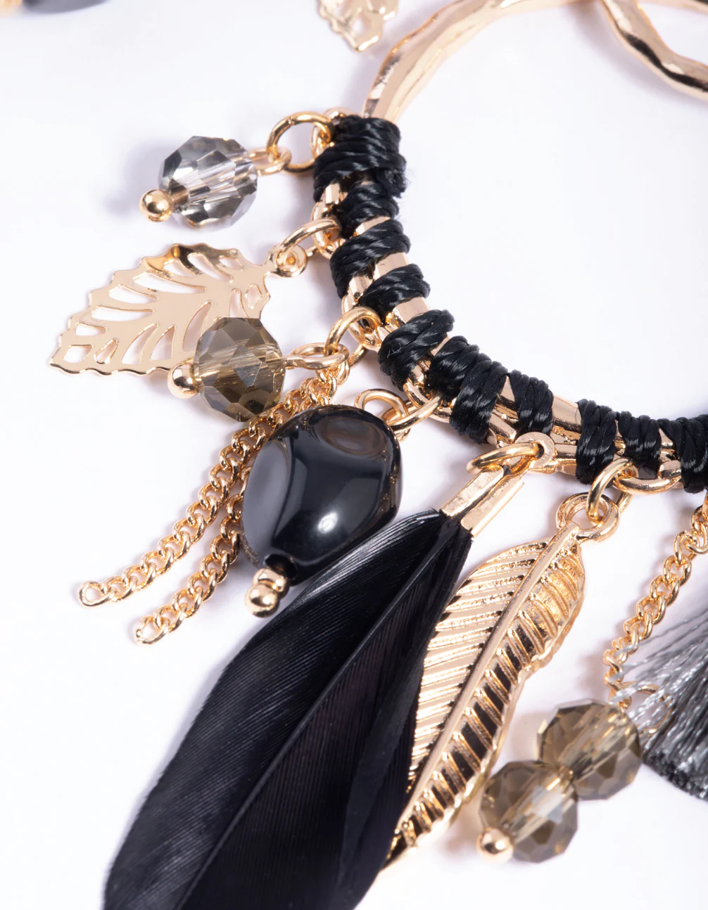 Black Beaded Drop Earrings - Image 4