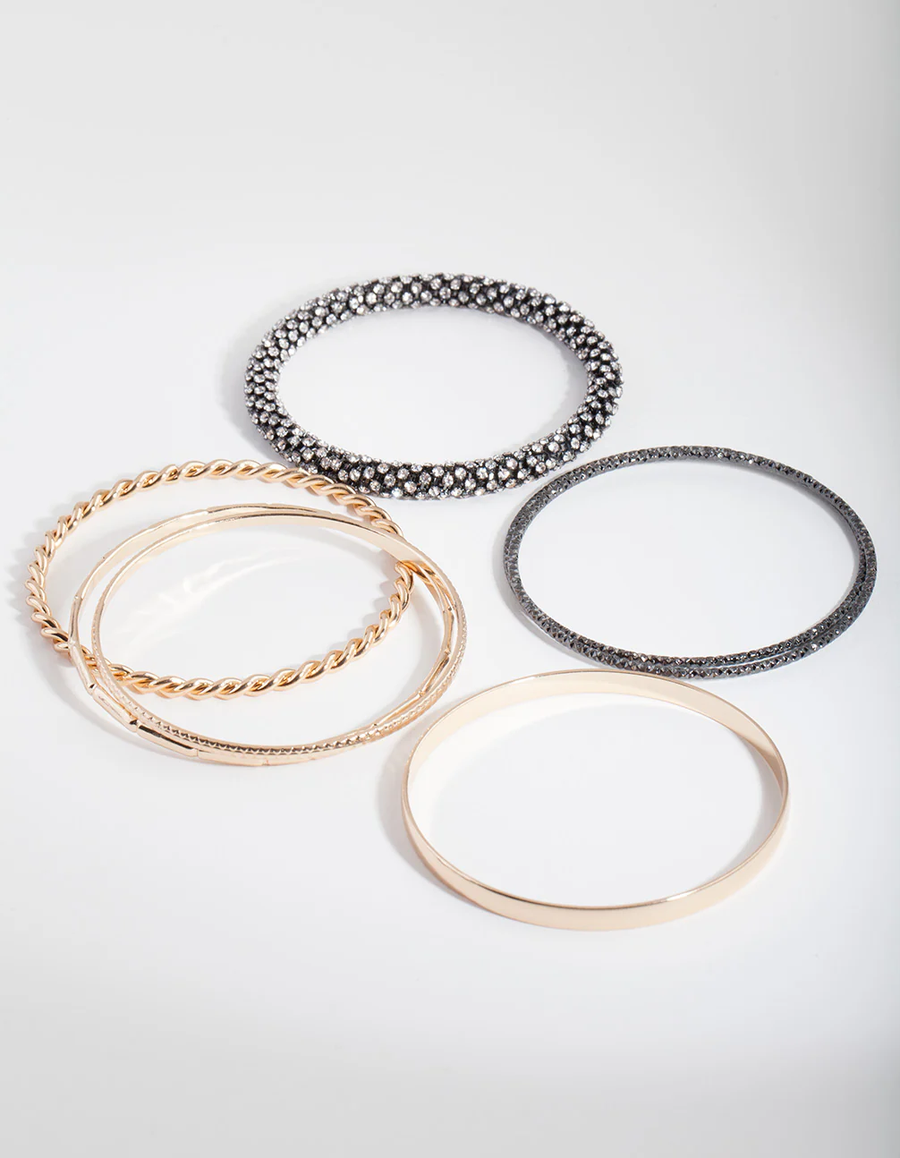 Black & Gold Diamante Bangle 7-Pack - Image 2