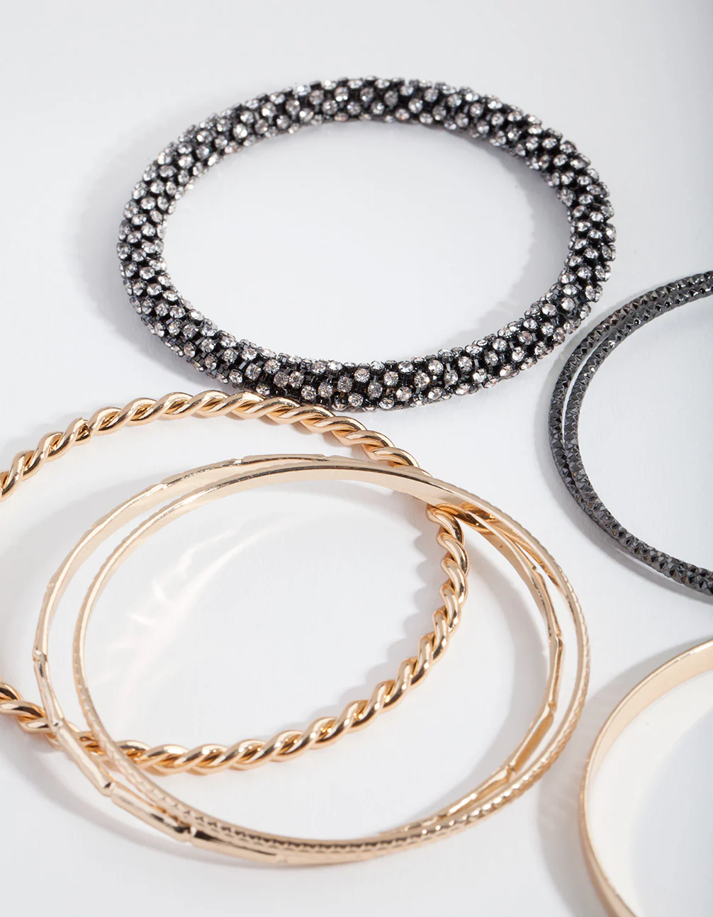 Black & Gold Diamante Bangle 7-Pack - Image 5
