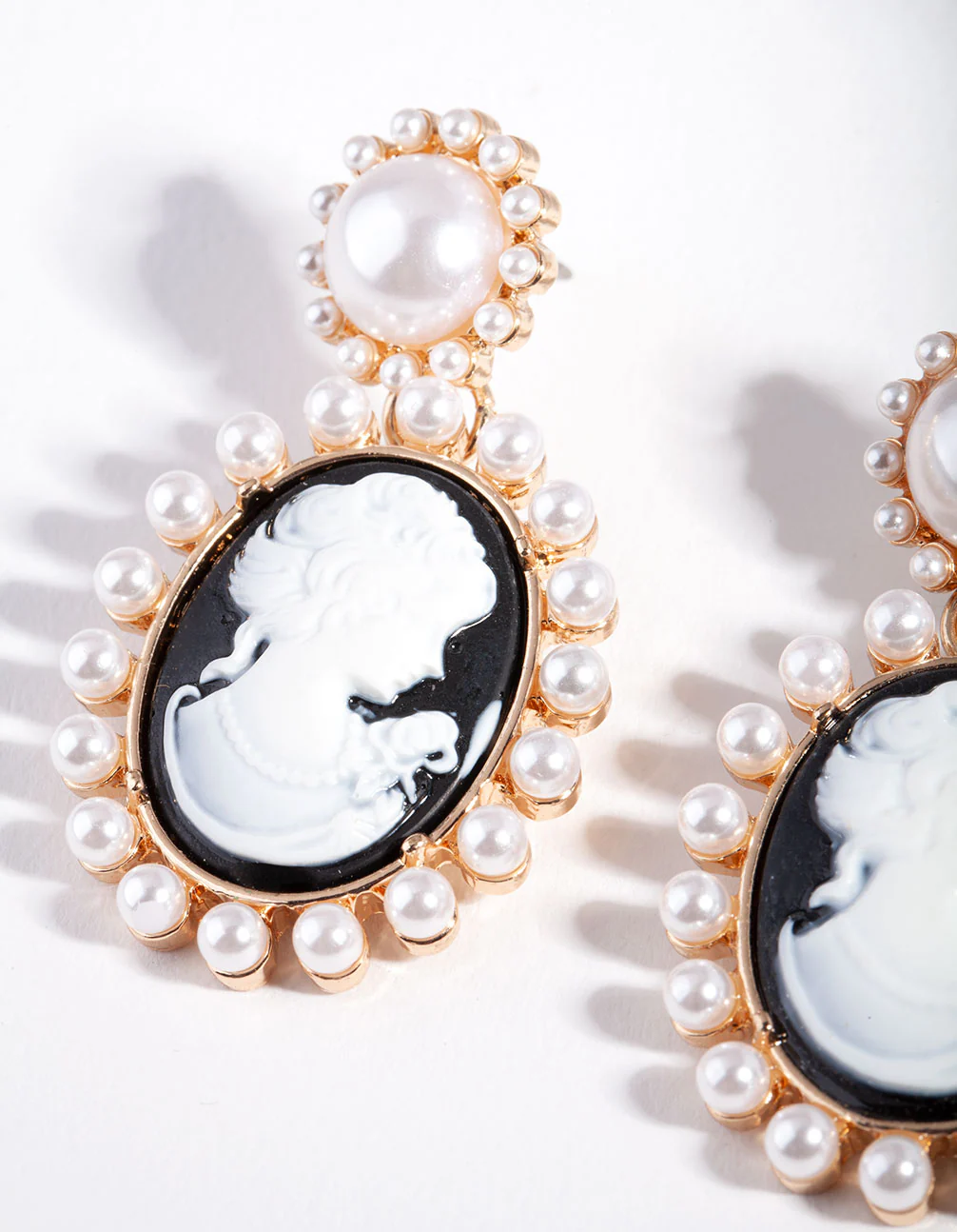 Black Gold Portrait Earrings - Image 2