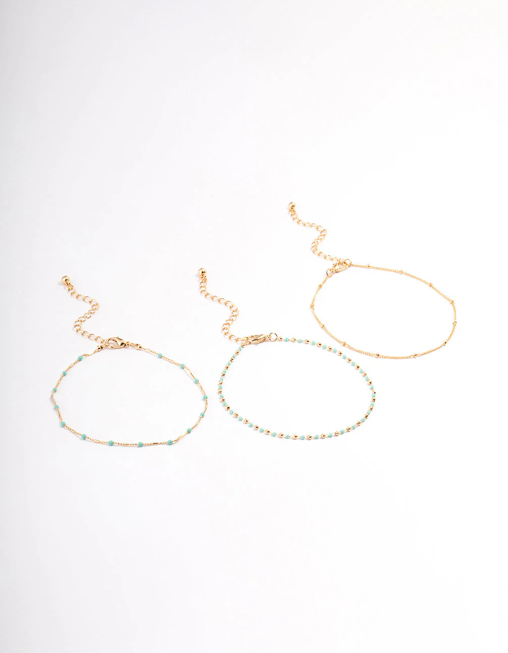Gold Dainty Turquoise Anklet Pack