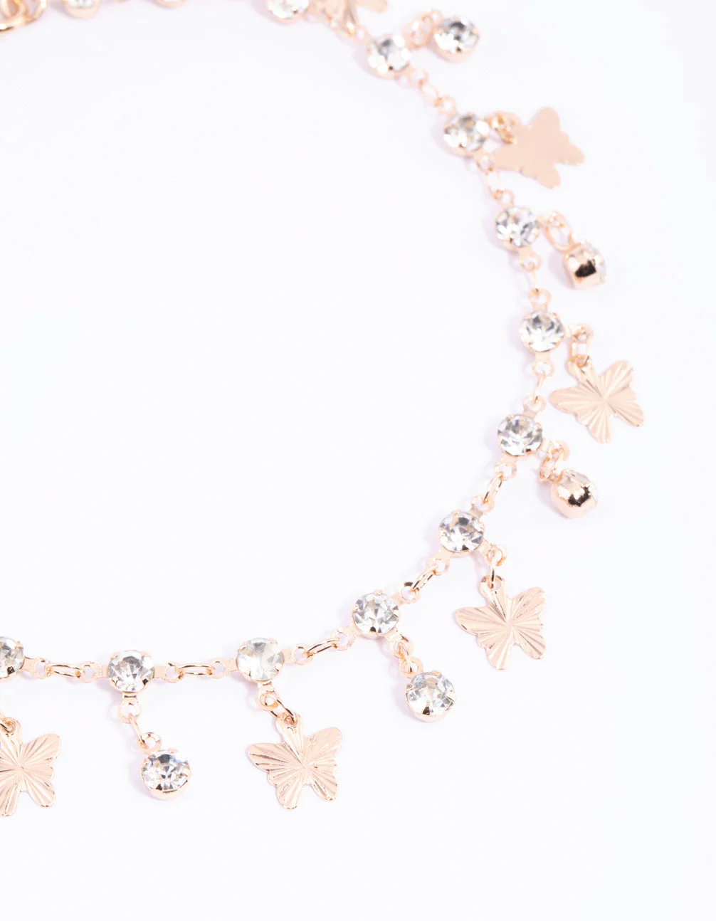 Gold Diamante Butterfly Statement Anklet - Image 2