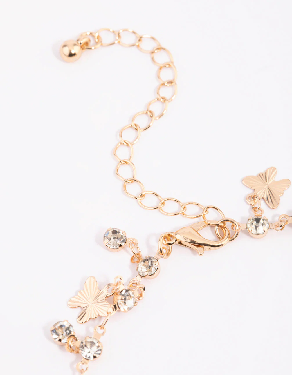 Gold Diamante Butterfly Statement Anklet - Image 3