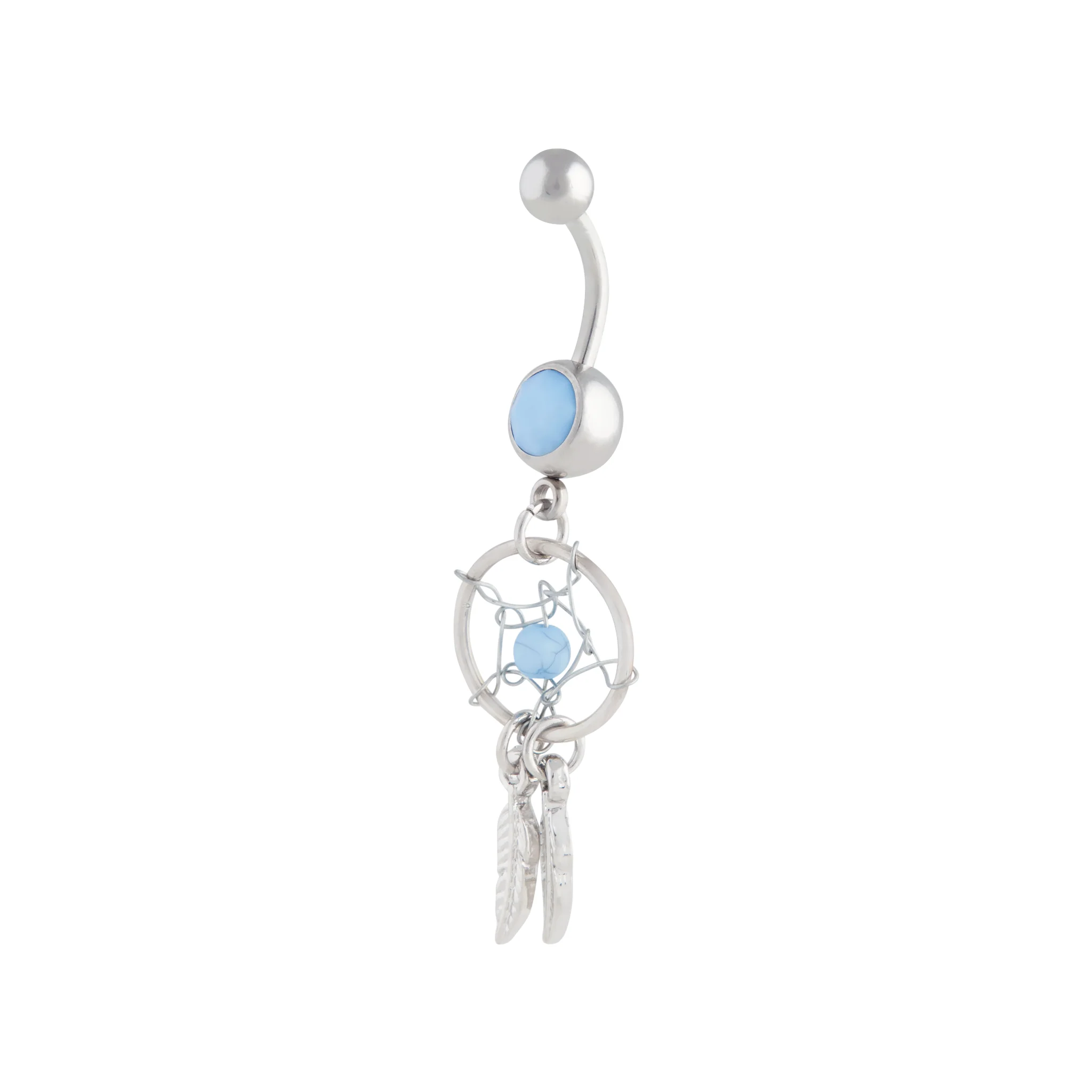 Surgical Steel Blue Diamante Dreamcatcher Belly Bar - Image 2