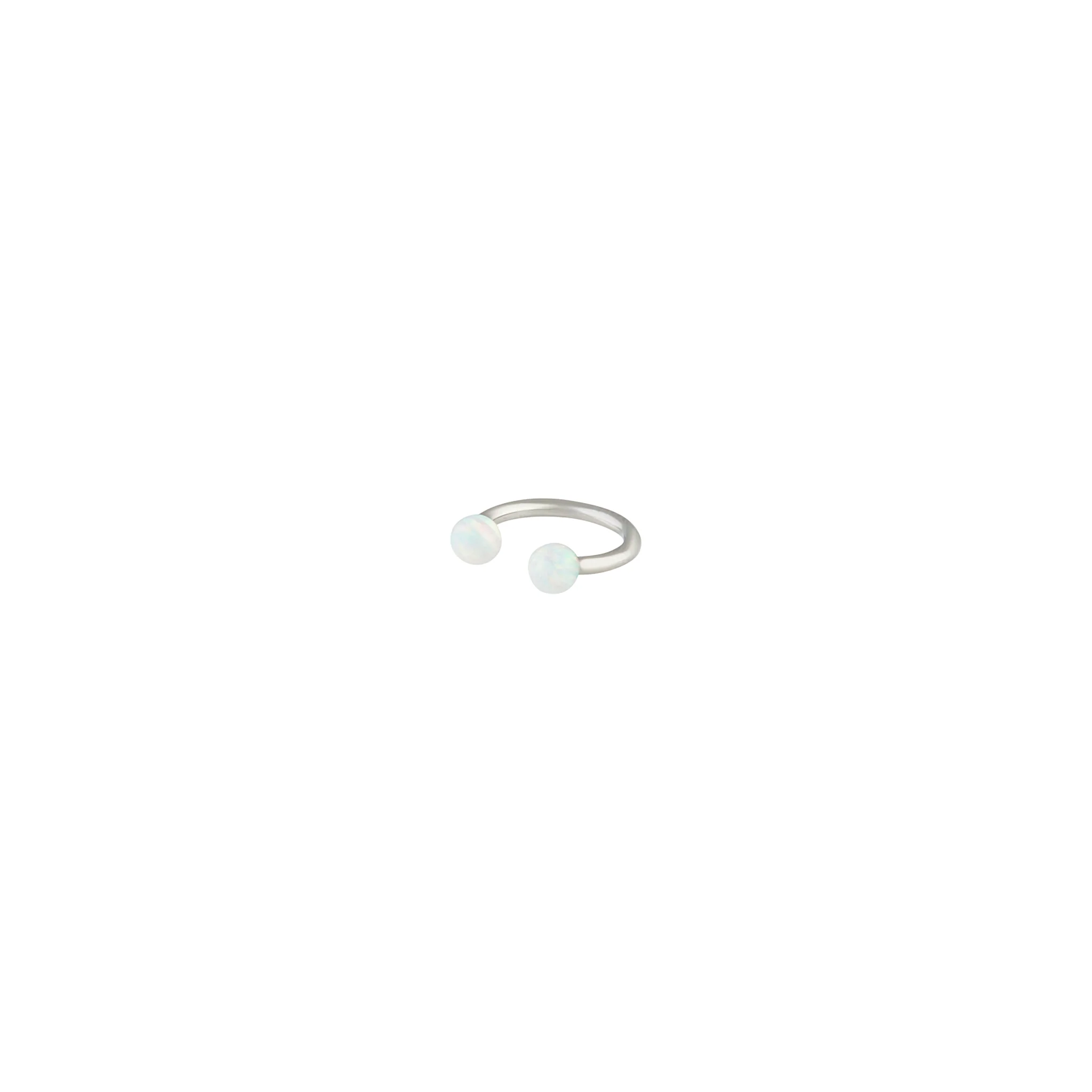 Surgical Steel Synthetic Opal Horseshoe Earring - Image 2