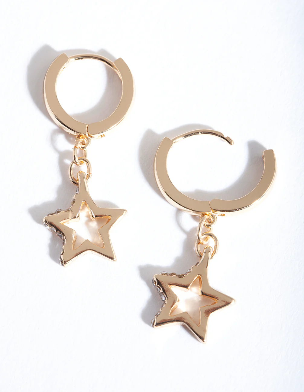 Gold Star Diamante Huggie Earrings - Image 2