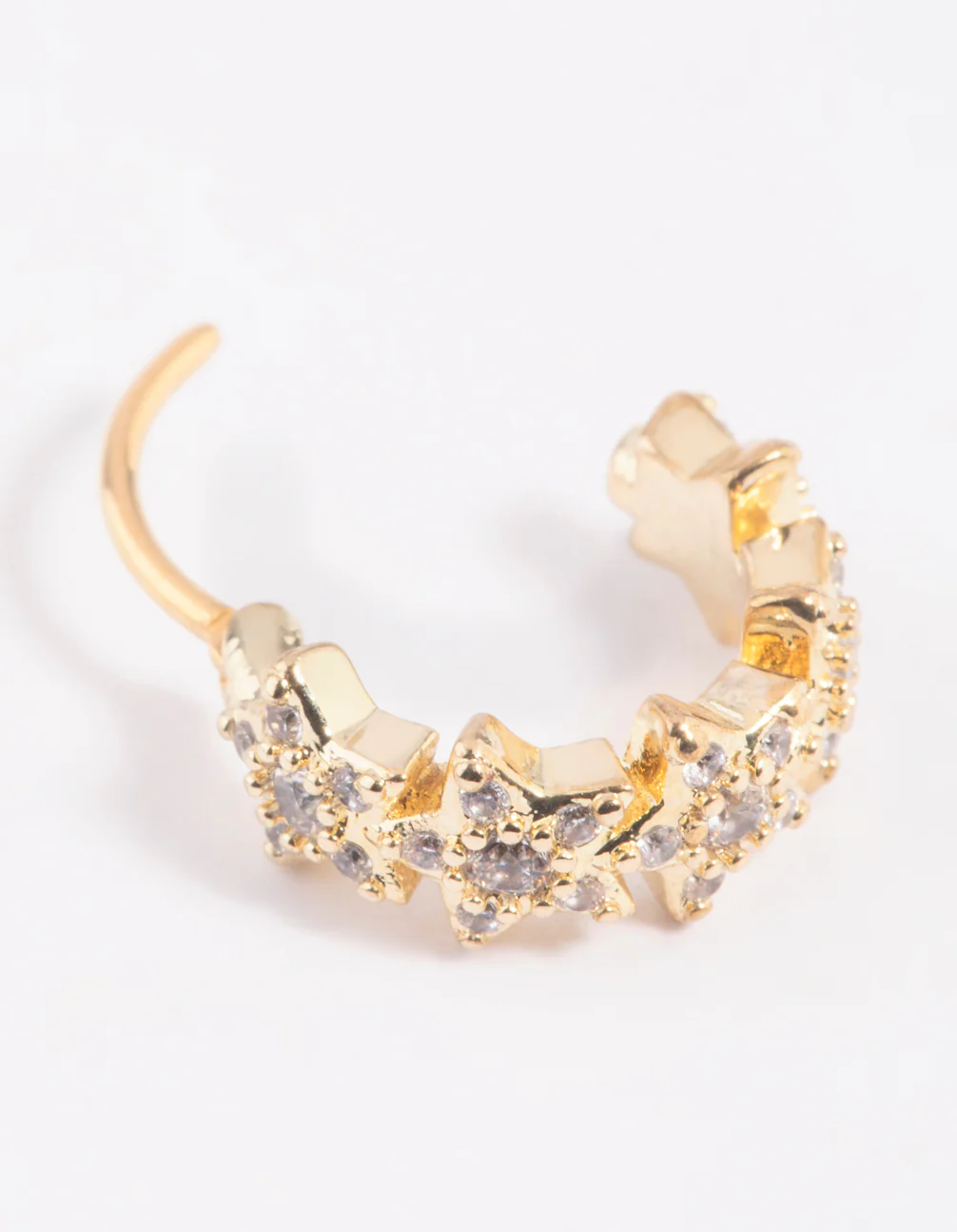 Gold Plated Surgical Steel Cubic Zirconia Star Clicker Ring - Image 2