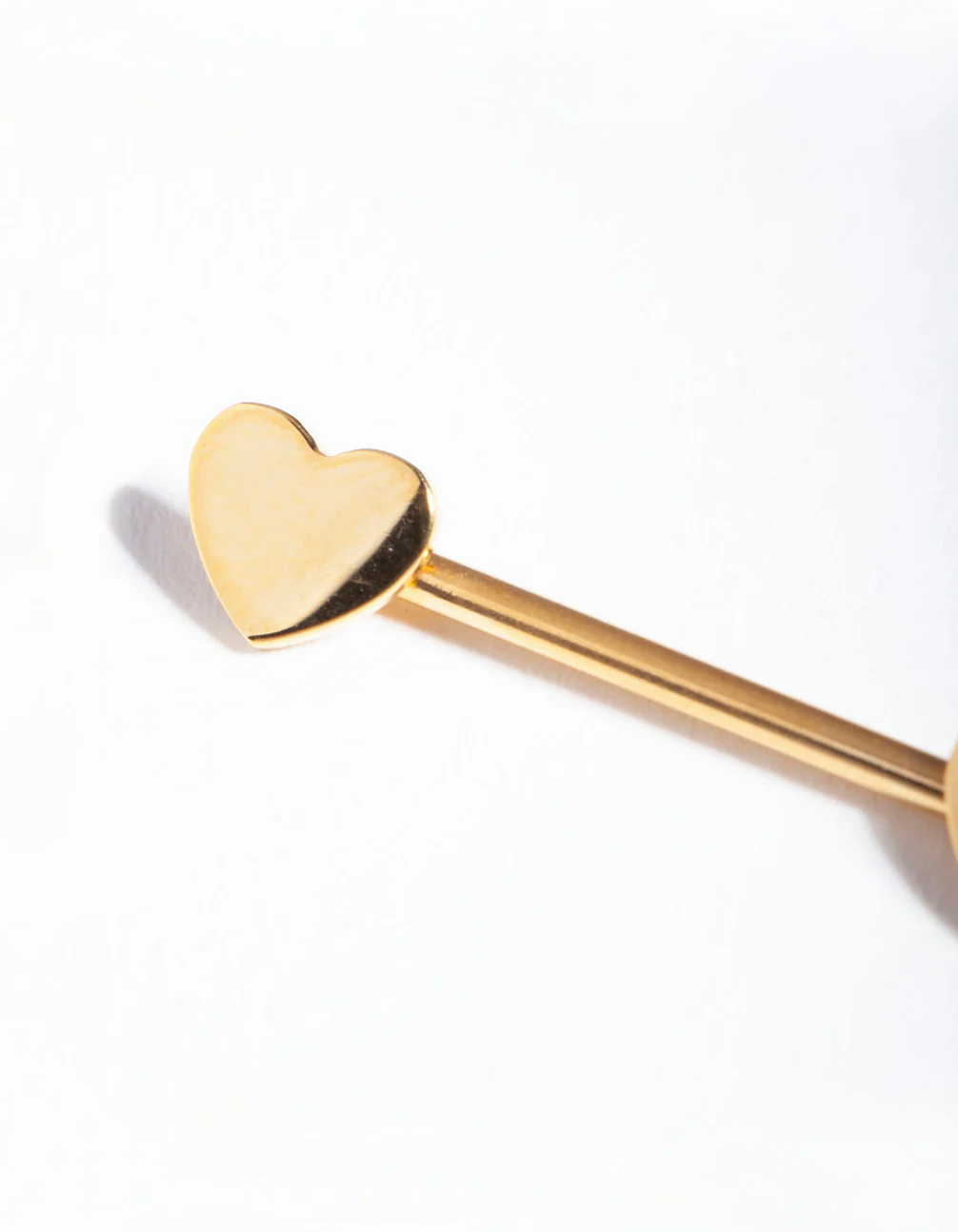 Gold Surgical Steel Heart Nipple Bar - Image 2