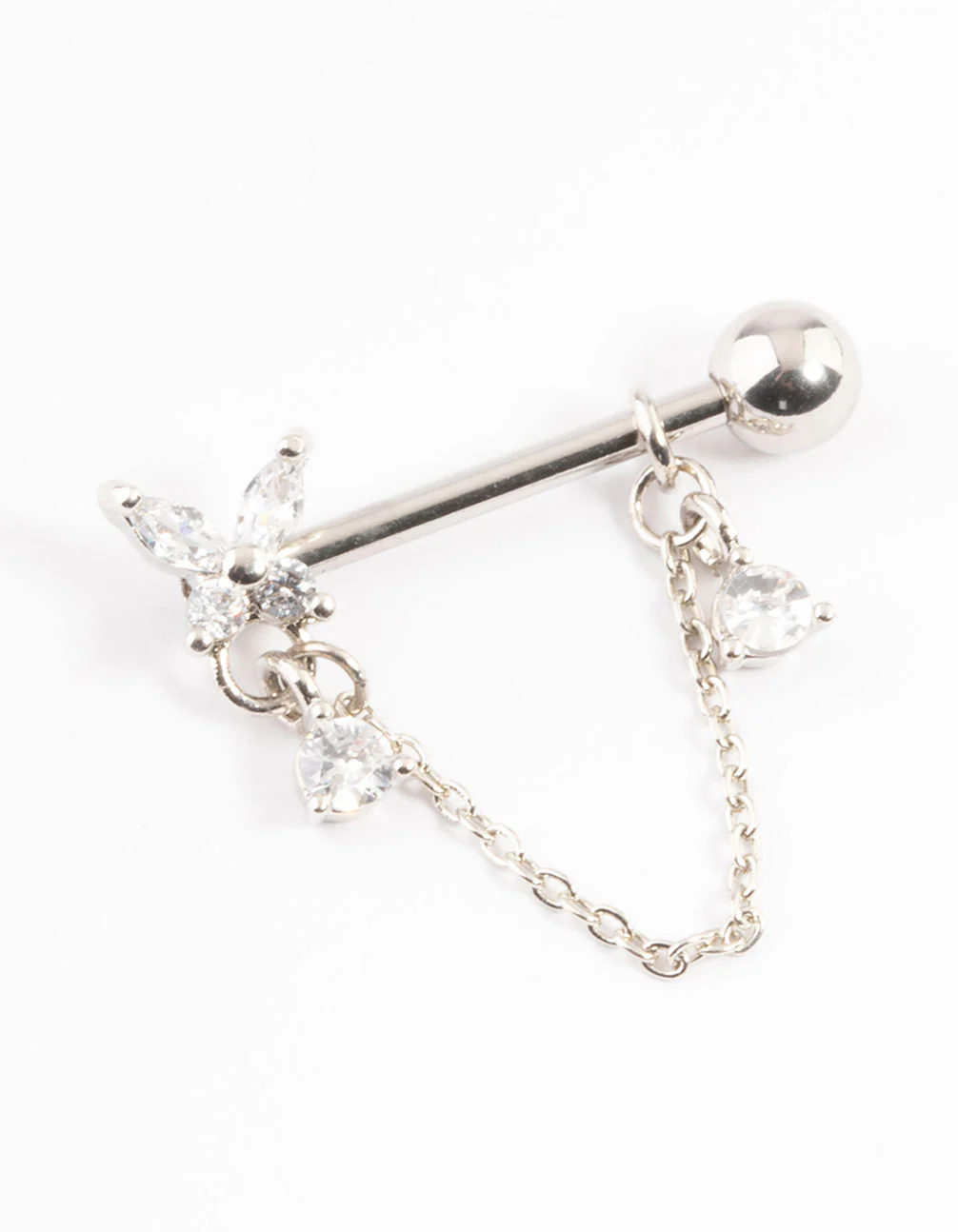 Surgical Steel Butterfly Chain Nipple Piercing - Image 4
