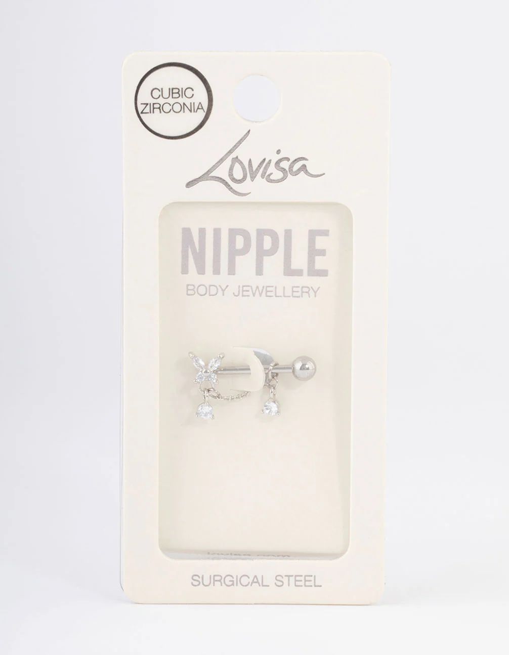 Surgical Steel Butterfly Chain Nipple Piercing - Image 5