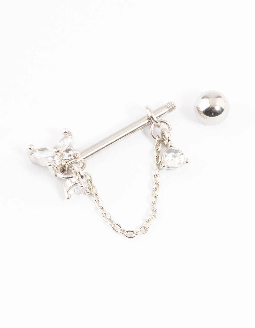 Surgical Steel Butterfly Chain Nipple Piercing - Image 6