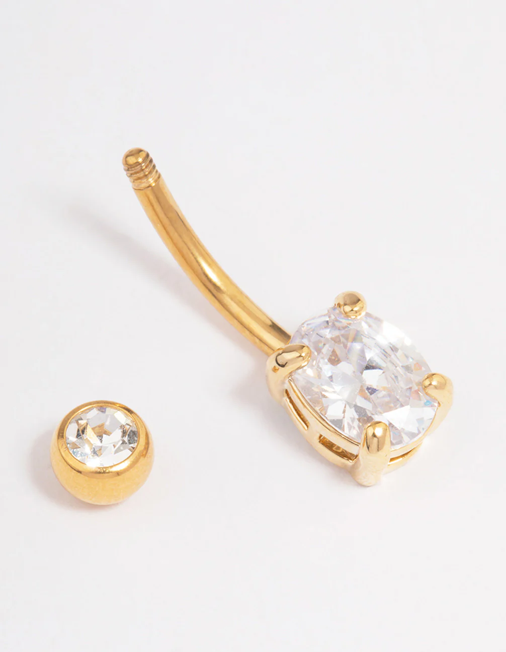 Gold Plated Surgical Steel Cubic Zirconia Classic Claw Belly Ring - Image 2