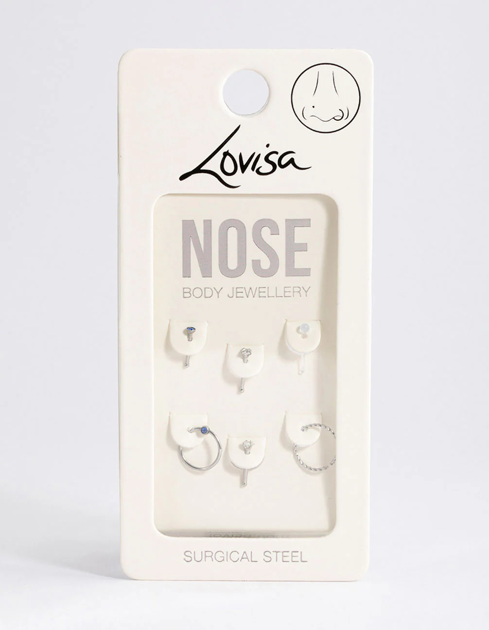 Surgical Steel Heart & Cross Nose Stud 6-Pack - Image 4