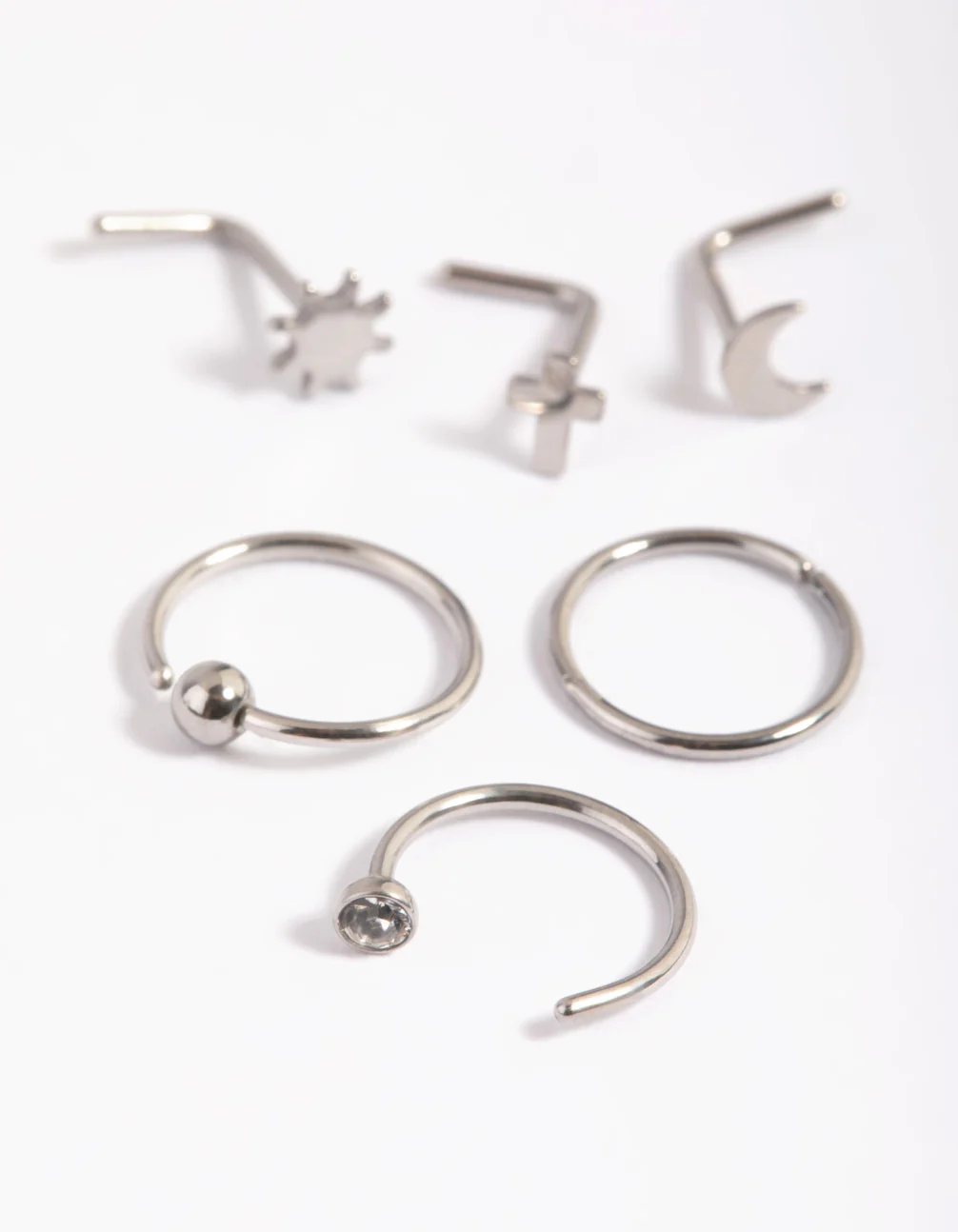 Surgical Steel Moon & Cross Nose Studs - Image 3