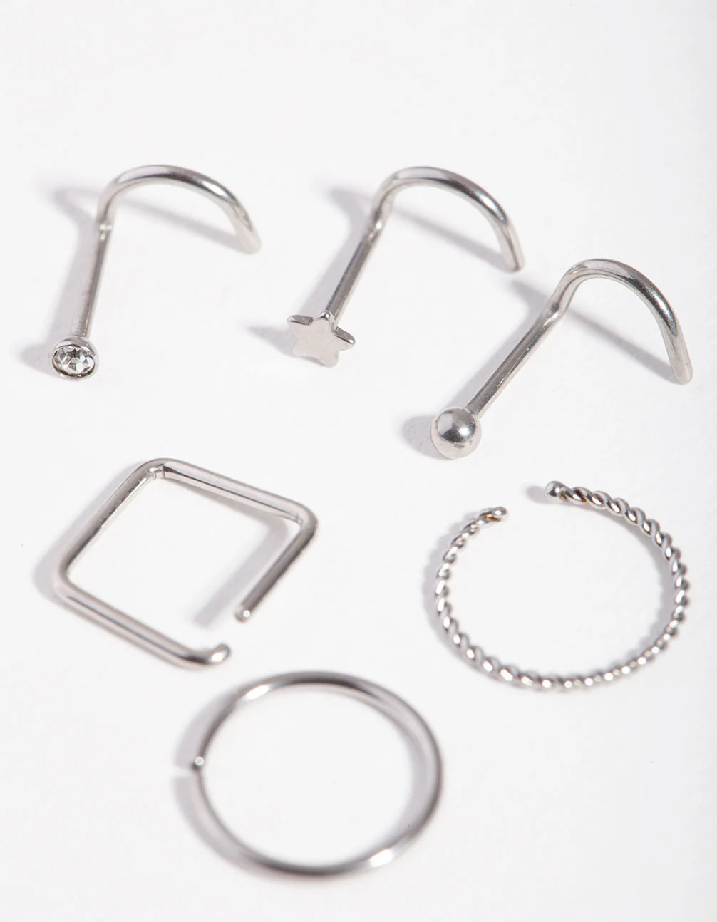 Surgical Steel  Twist Square Nose Stud 6-Pack - Image 2
