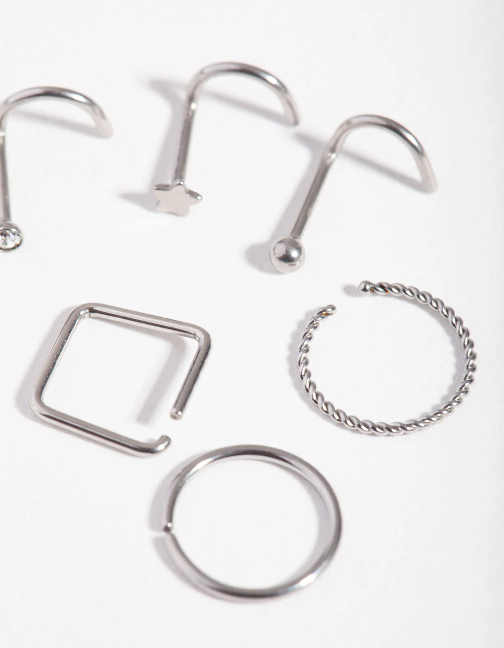 Surgical Steel  Twist Square Nose Stud 6-Pack - Image 3