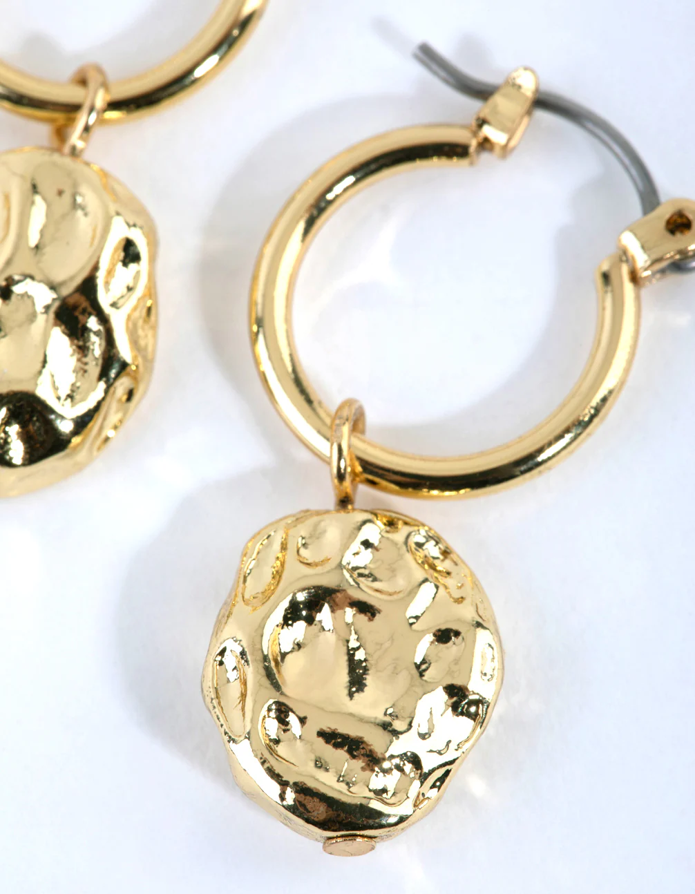 Gold Plated Small Molten Hoop Earrings - Image 3